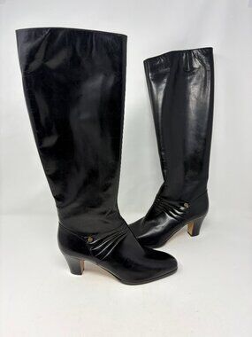 Vintage Salvatore Ferragamo tall heeled riding boots 6 equestrian